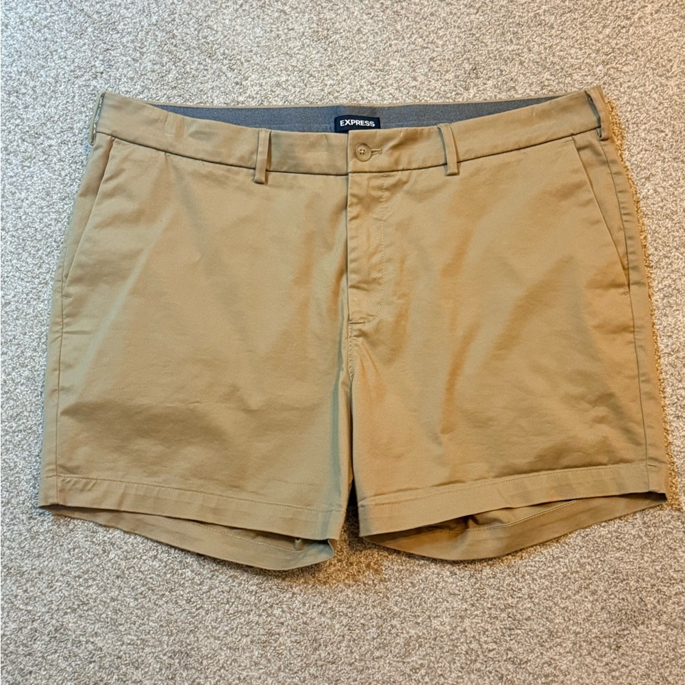 Express Men's Khaki Flat Front Shorts